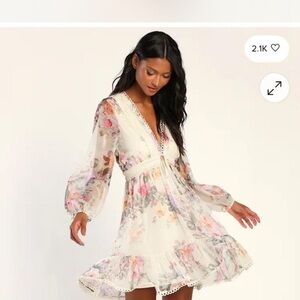 Lulu's Multicolor Floral Long Sleeve Dress